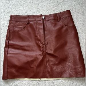 Forever 21 Cognac Faux Leather Mini Skirt